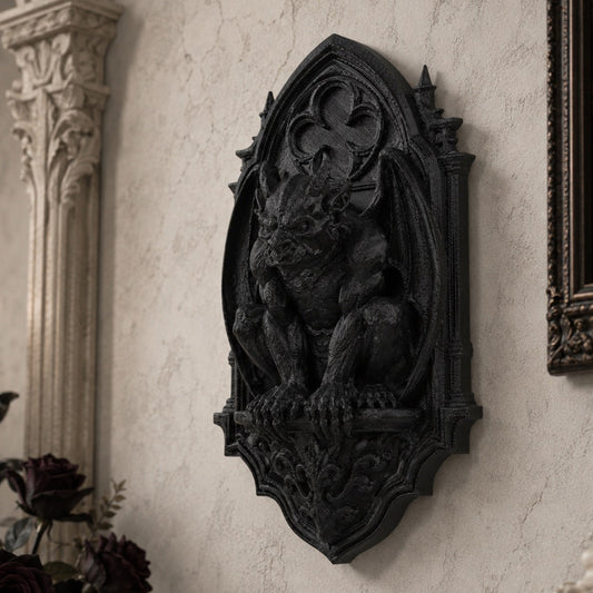 Gargoyle wall plaque – gothic altar wall decor detail