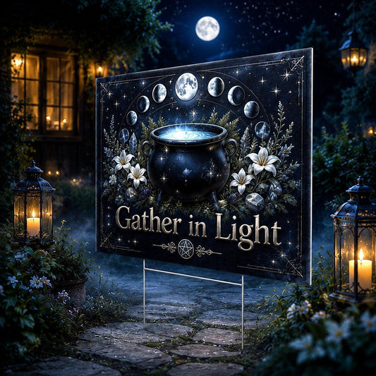 Gather in Light Wicca Yard Sign - front view