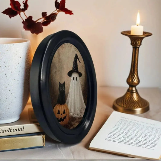 Ghostly Pumpkin Black Cat Wall Decoration – back view