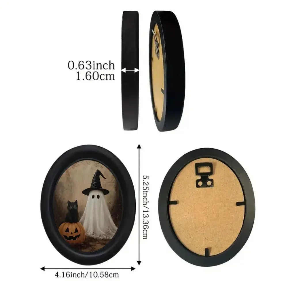 Ghostly Pumpkin Black Cat Wall Decoration – close-up detail