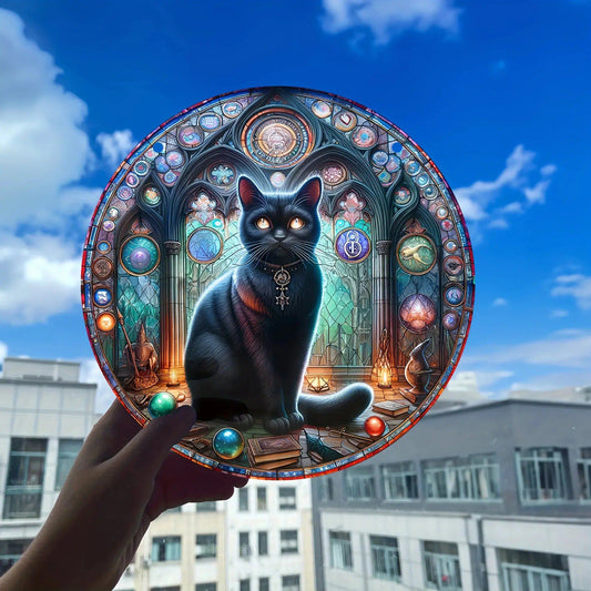 Glamorous Black Cat Acrylic Window Decorations Black Cat Sun Catchers-MoonChildWorld