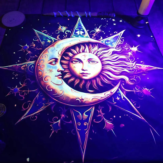 Glow Sun Moon Mandala Tarot Altar Cloth-MoonChildWorld