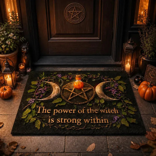 Magic Pentagram & Triple Moon Doormat – Pagan Spiritual Welcome Mat for Wiccan Altar Room_mockup_1.webp