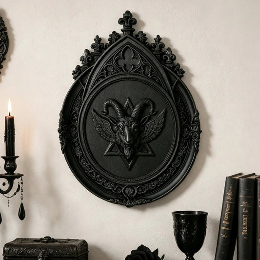 Goat Head Relief Wall Plaque Gothic Resin Vintage Wall Decor-MoonChildWorld