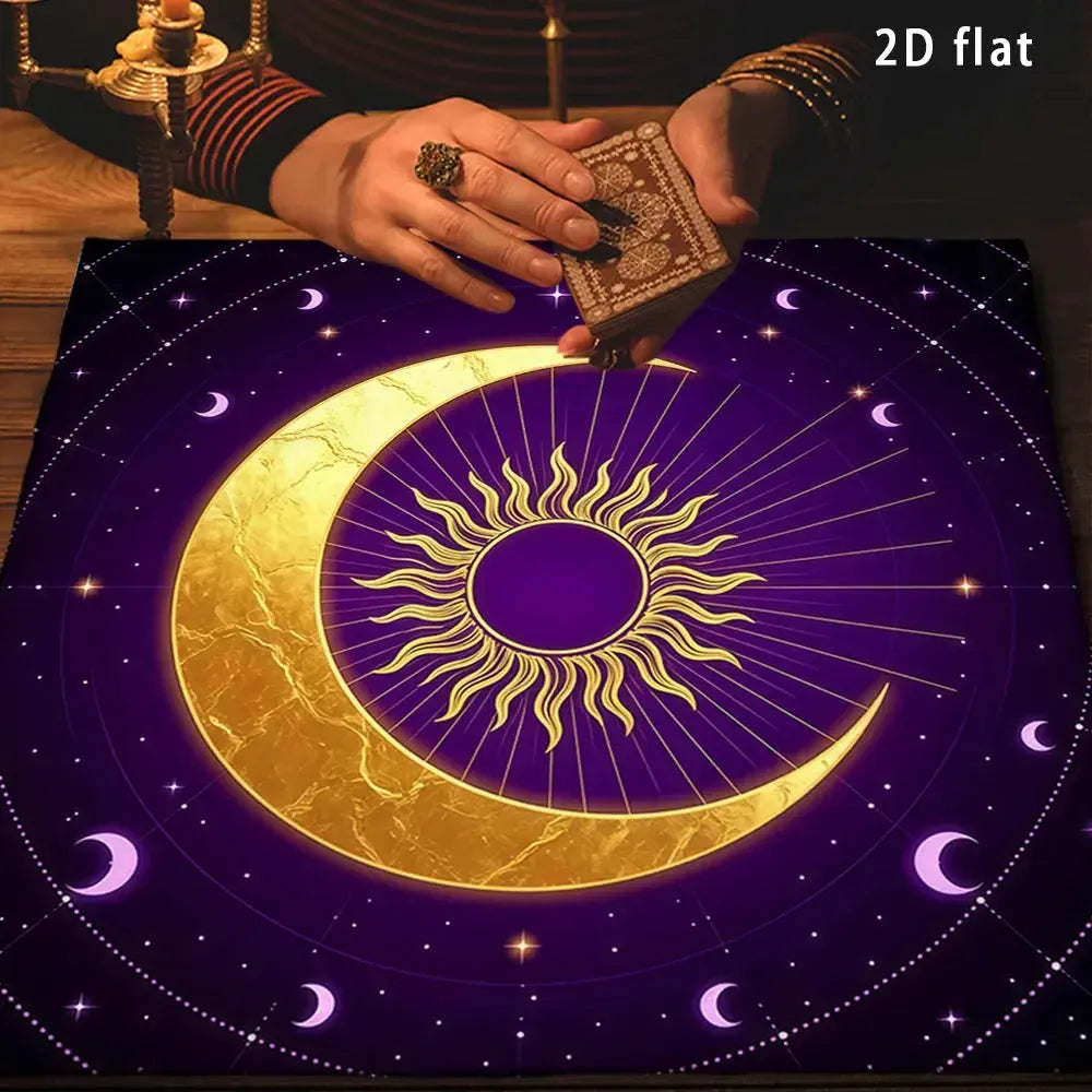Golden Sun Moon Phase Tarot Altar Cloth-MoonChildWorld