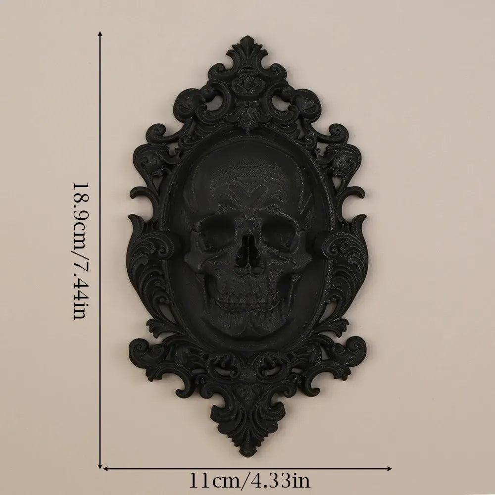 Gothic Black Carved Skull Wall Decoration For Dark Style Home Decor & Witchy Halloween Decoration-MoonChildWorld