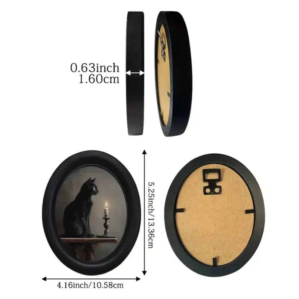 Gothic Candlestick Black Cat Oval Wall Decoration โ size and scale reference