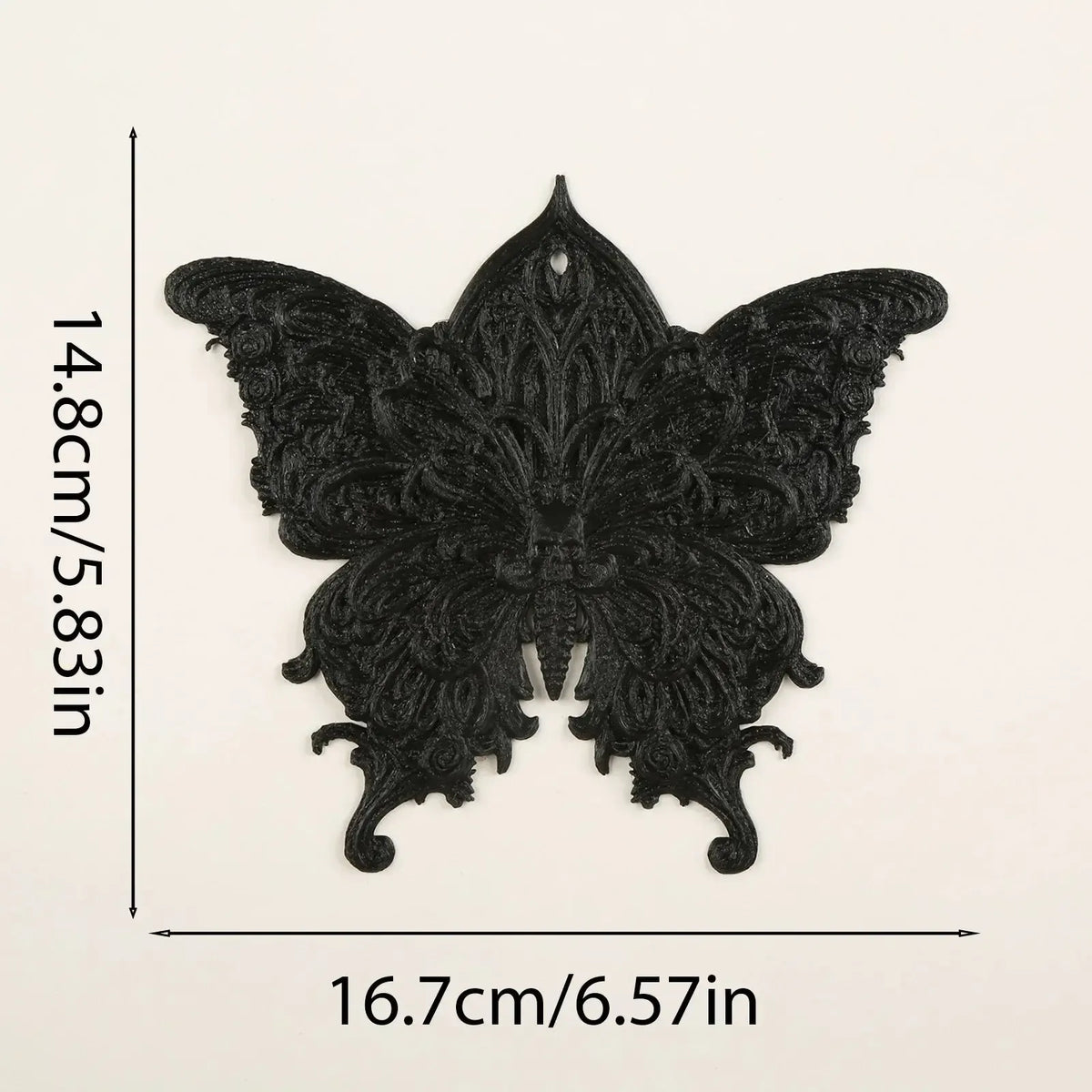 Size reference for the gothic carved butterfly wall hanging