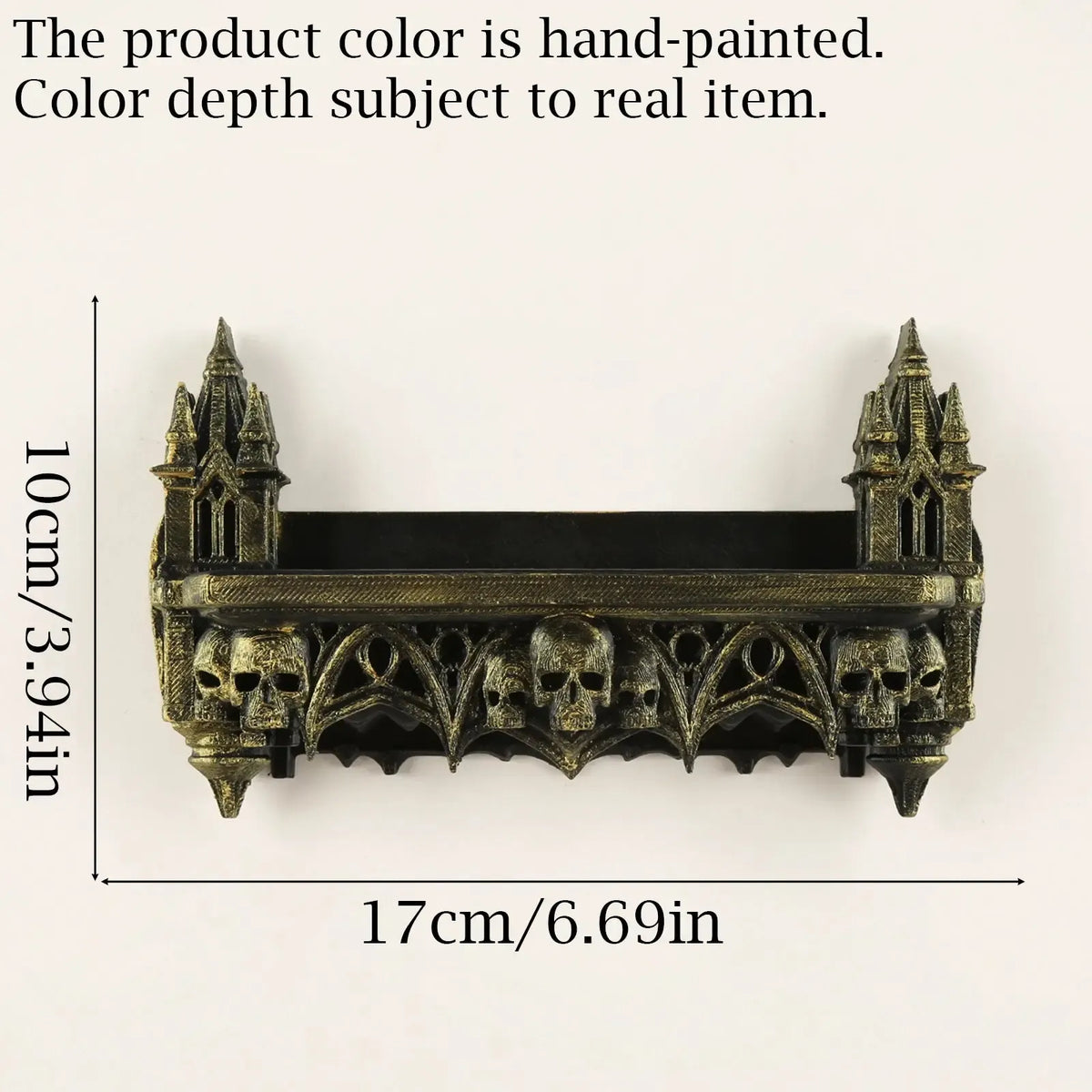 Size reference for the gothic castle and skull wall shelf