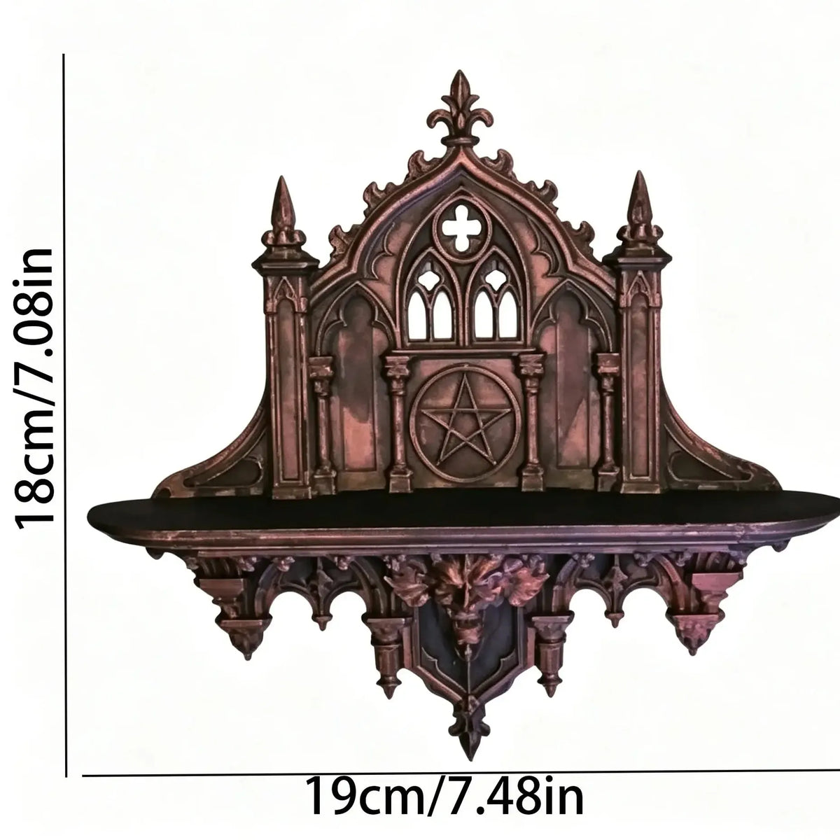 Size reference for the gothic cathedral pentagram wall shelf