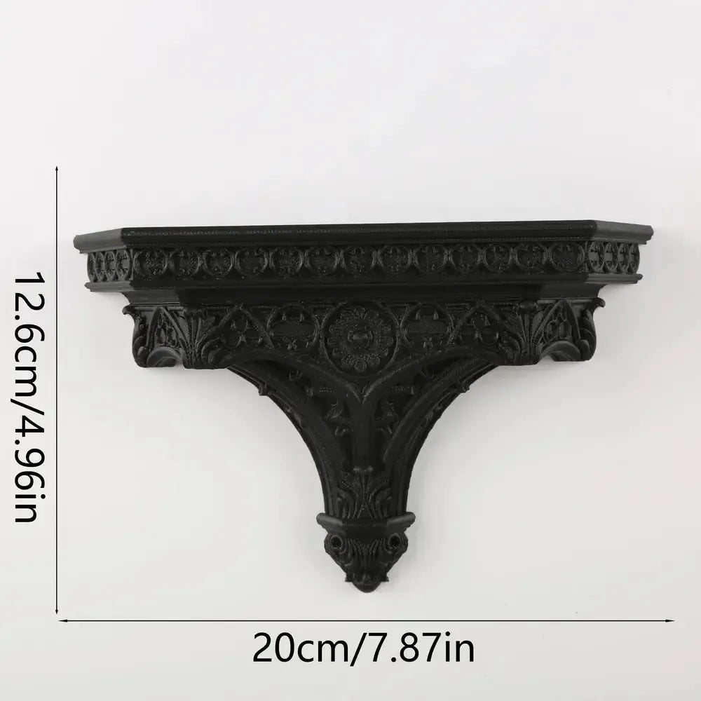 Cathedral wall shelf dimension diagram, 20 cm wide and 12.6 cm high