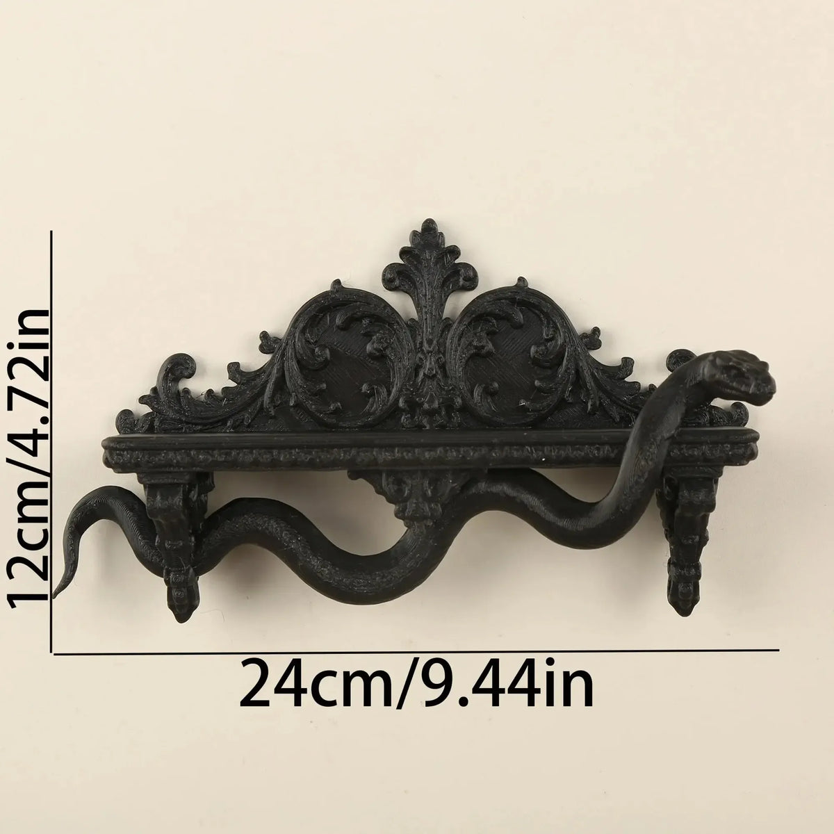 Size reference for the gothic coiled snake wall shelf