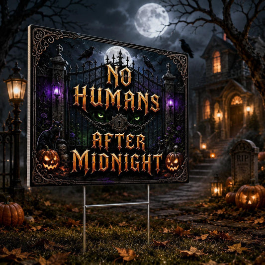 Gothic Haunted Halloween Night Witchy Yard Sign - garden display