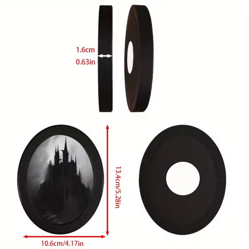 Gothic Oval Frame - Bloody Moon Castle with Gothic Architecture in Red and Durable Plastic Frame for Halloween-MoonChildWorld