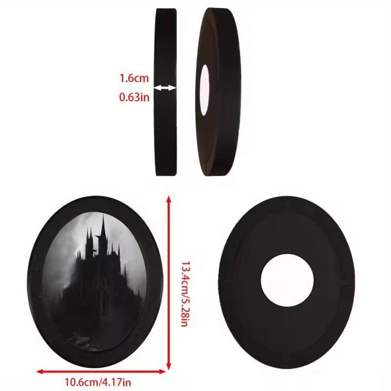 Gothic Oval Frame - Bloody Moon Castle with Gothic Architecture in Red and Durable Plastic Frame for Halloween-MoonChildWorld