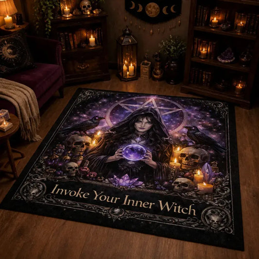 Gothic Pentagram Witch Area Rug - Dark Occult Carpet for Gothic Witch Decor_mockup_1.webp