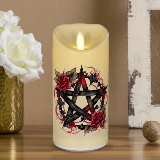 Gothic Pentagram Witchcraft Flameless LED Candle-MoonChildWorld