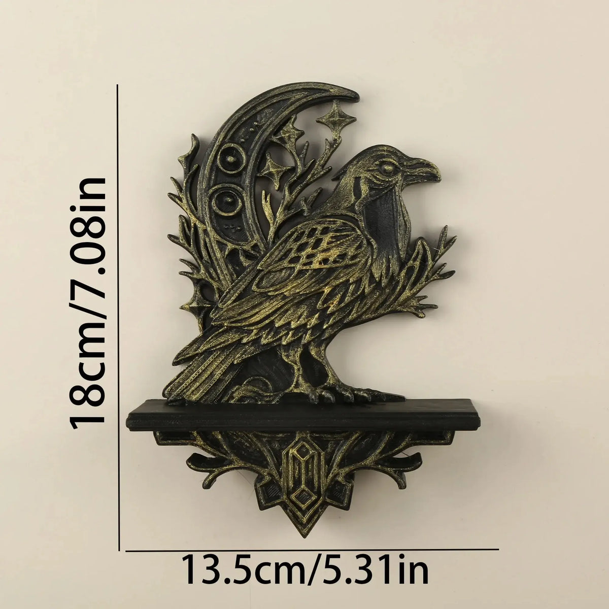 Size reference for the gothic raven crescent moon wall shelf