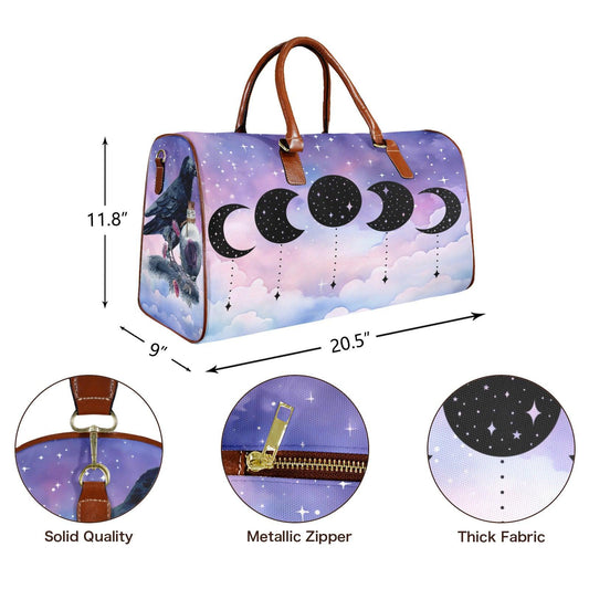 Gothic Raven Moon Phases Travel Bag-MoonChildWorld