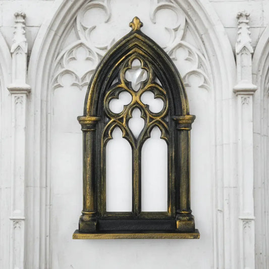 Cathedral rose window shelf – floating wall rack side view