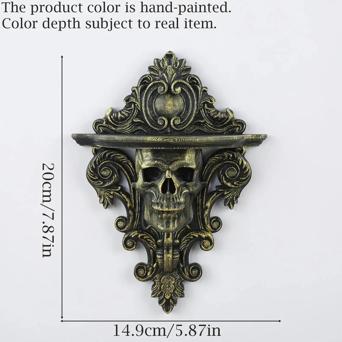 Size reference for the gothic skull wall mount shelf