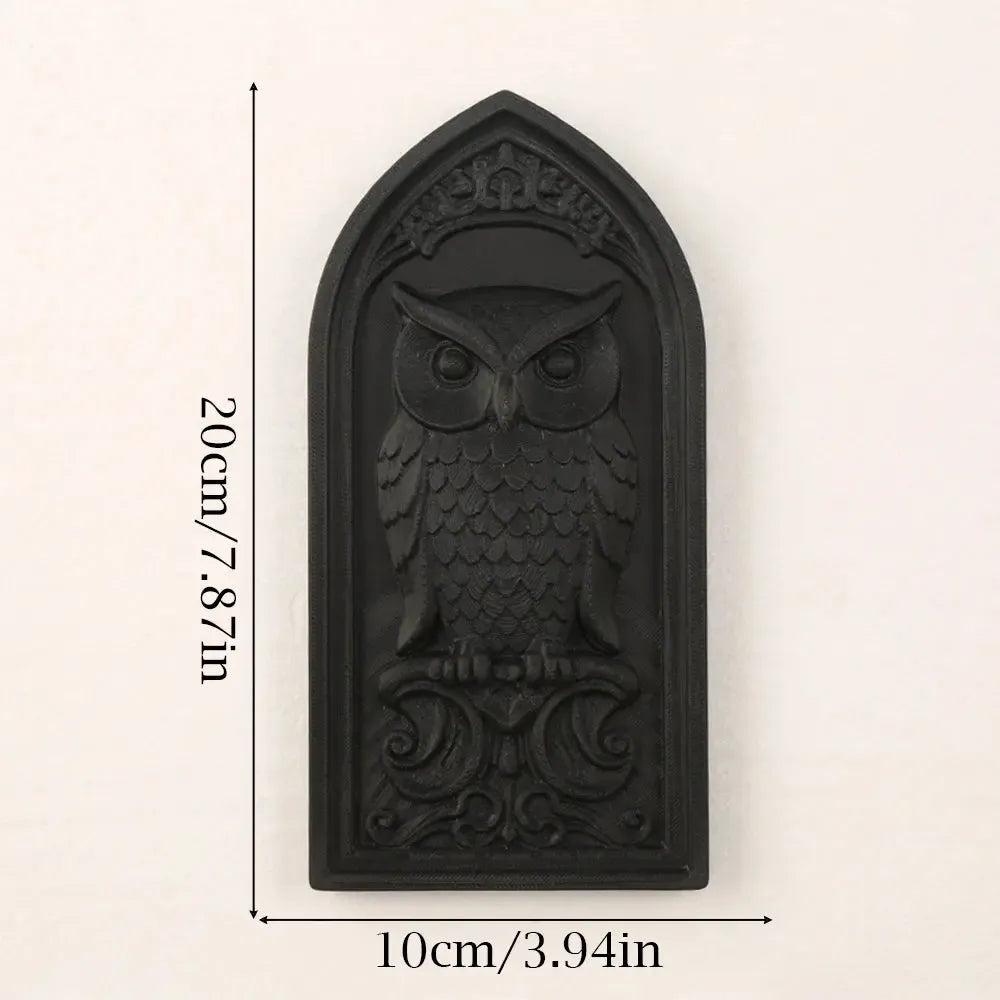 Gothic Style Arch Owl Relief Wall Plaque For Witchy Wall Decor-MoonChildWorld