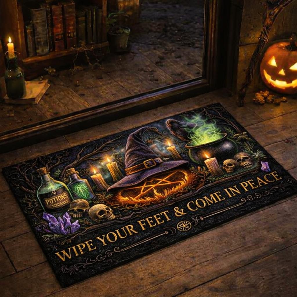 Gothic Witch Doormat – Halloween Witchy Welcome Mat for Dark Aesthetic Decor-MoonChildWorld