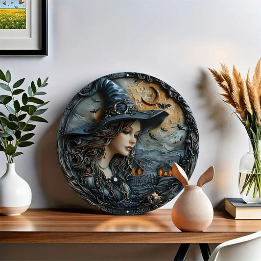 Gothic Witch Metal Sign Halloween Decor-MoonChildWorld