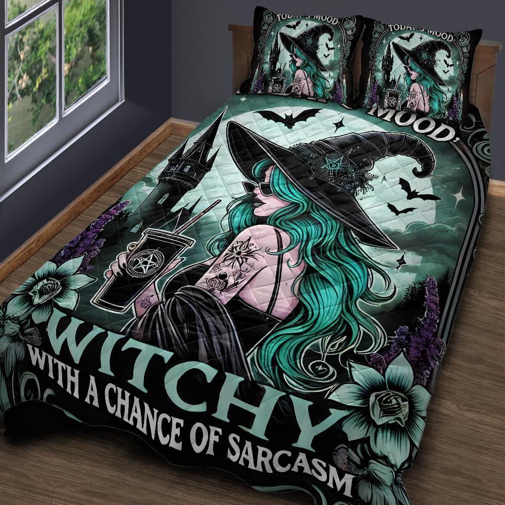 Gothic Witch Quilt Bedding Set for Halloween-MoonChildWorld