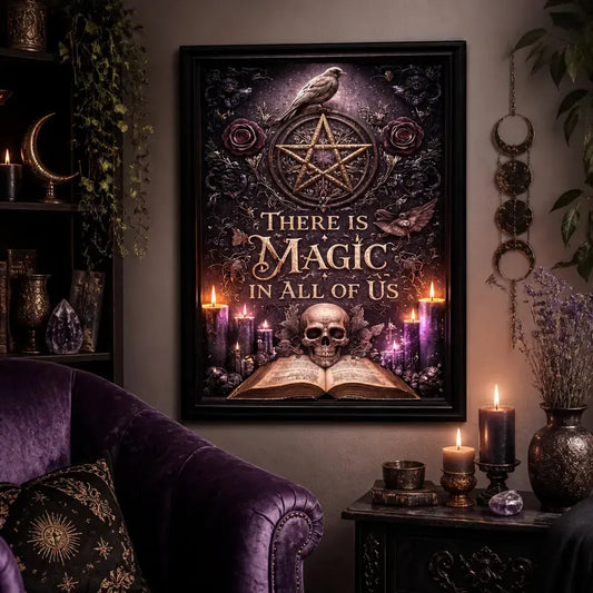 Gothic Witchcraft Black Framed Art Print - Wicca Canvas Wall Art for Pagan Sacred Decor_mockup_1.webp