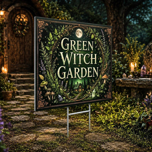 Green Witch Garden Wiccan Yard Sign - garden display