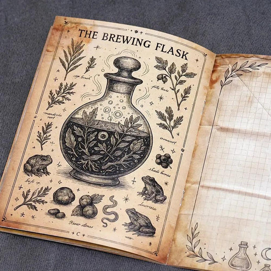 Grimoire Journal 26 Spellbook Pages Witchcraft Junk Journal Kit Dark Academia Witchy Ephemera-MoonChildWorld