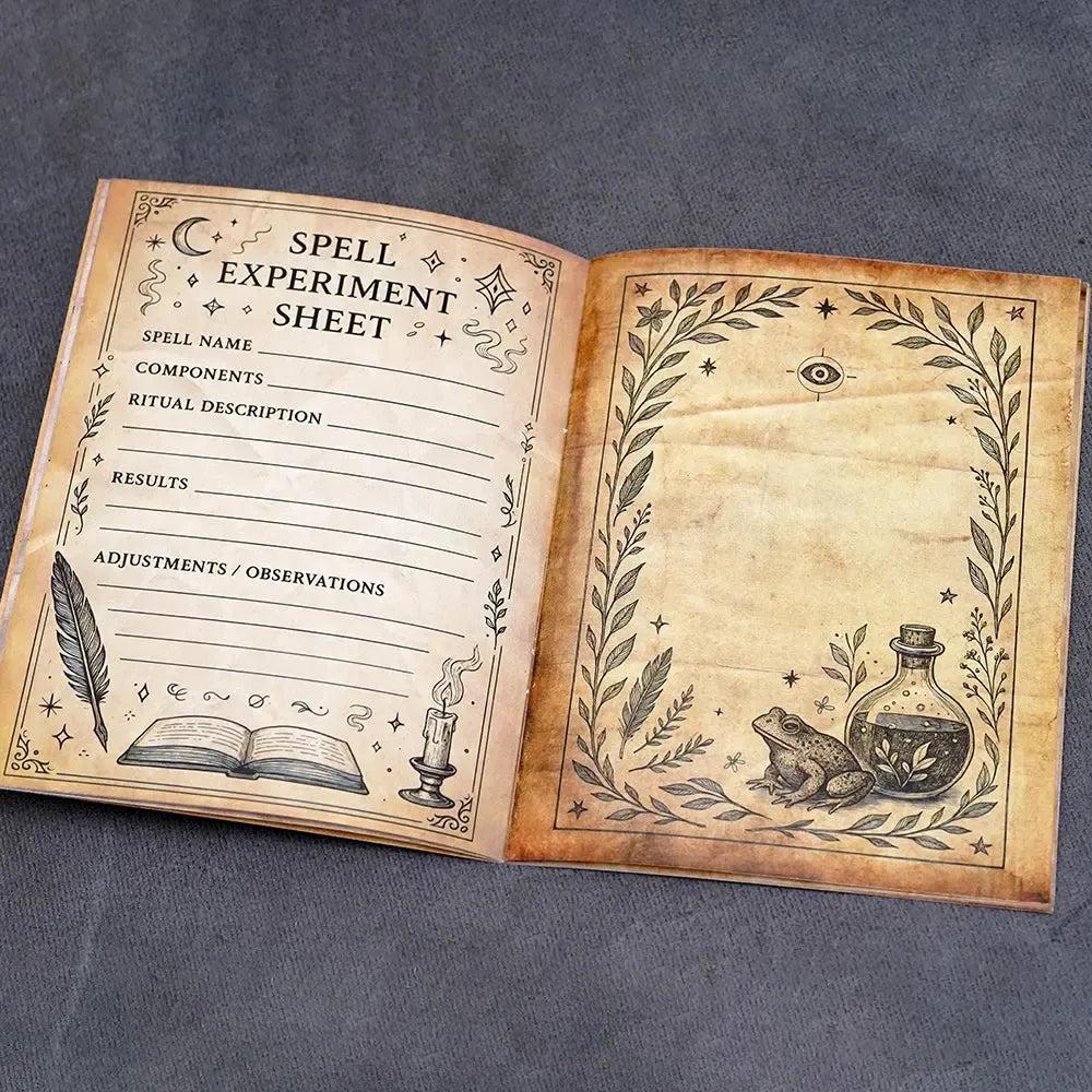 Grimoire Journal 26 Spellbook Pages Witchcraft Junk Journal Kit Dark Academia Witchy Ephemera-MoonChildWorld