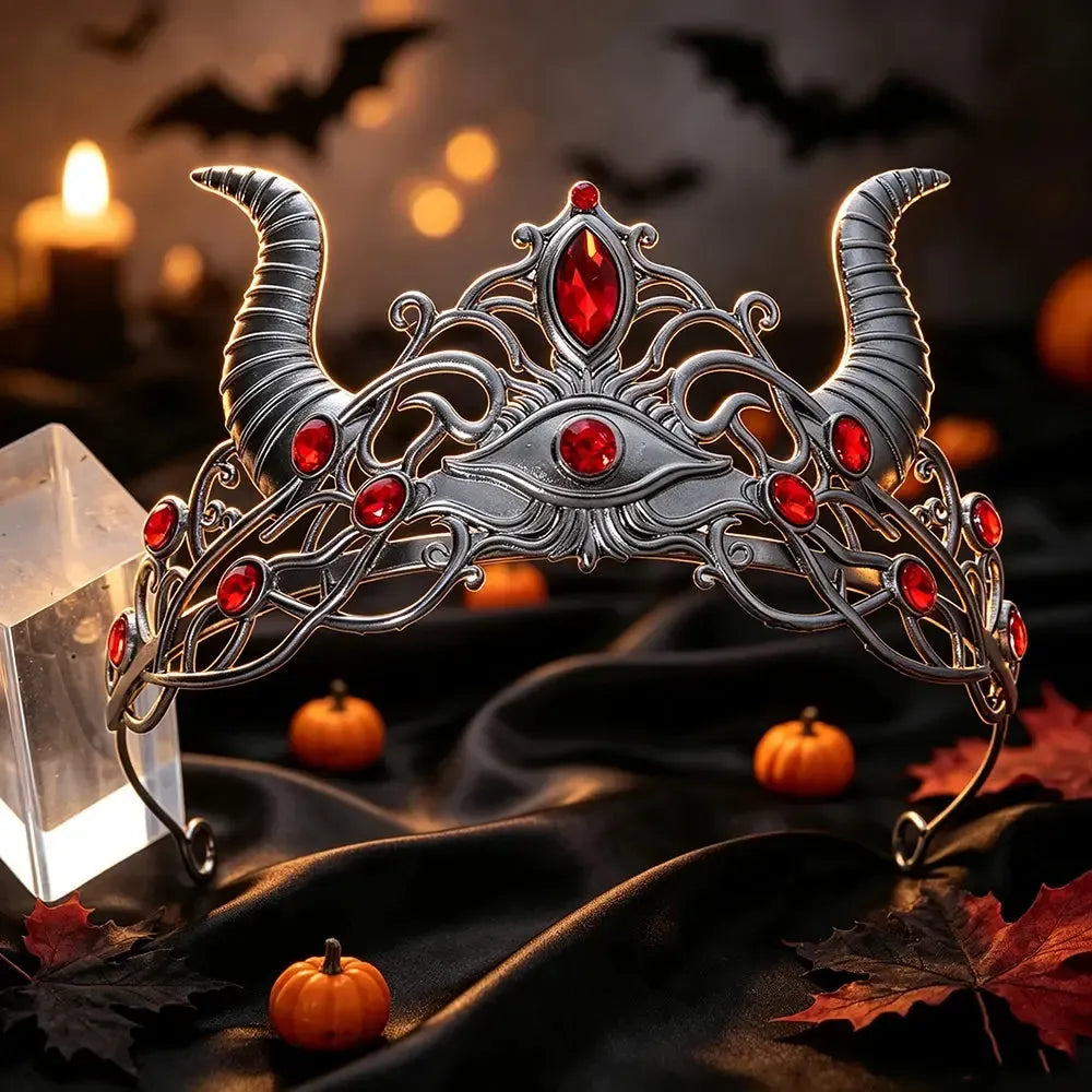 Size reference for the evil eye demon horn tiara