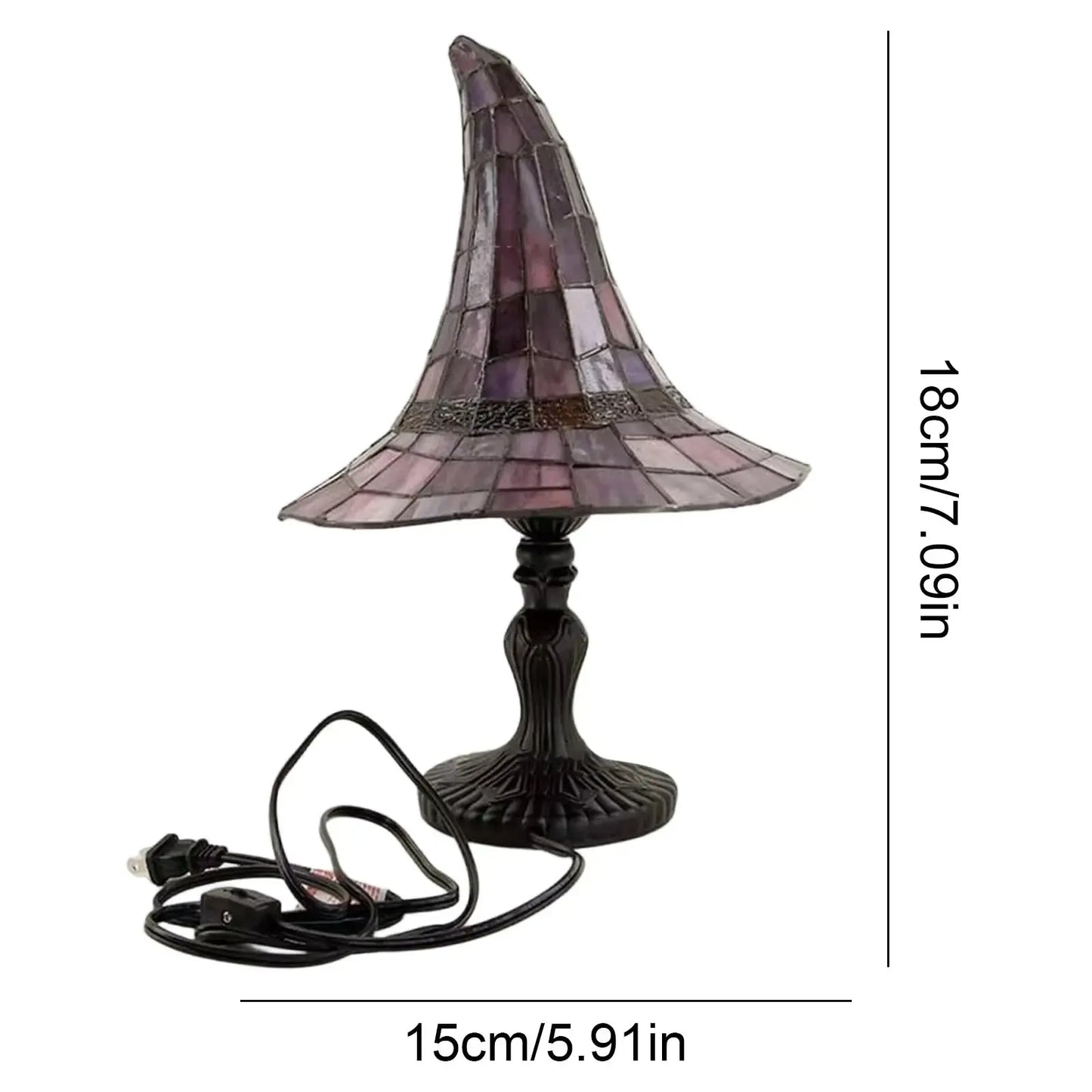 Witch hat night light size chart 18cm height 15cm base width