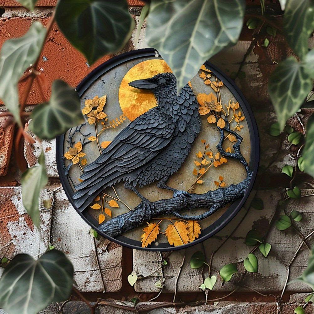 Halloween Raven Metal Sign Crow Gothic Decor-MoonChildWorld