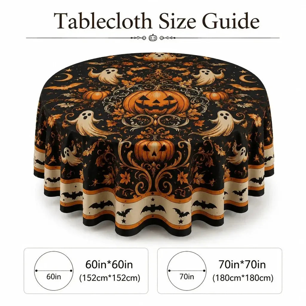 Halloween round tablecloth with full coverage spooky decor