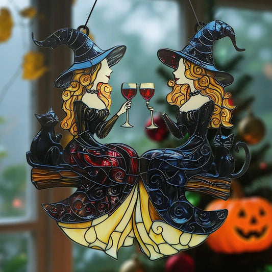 Halloween Witch Acrylic Suncatcher -Witchy Wall Decor Gothic Window Ornament-MoonChildWorld