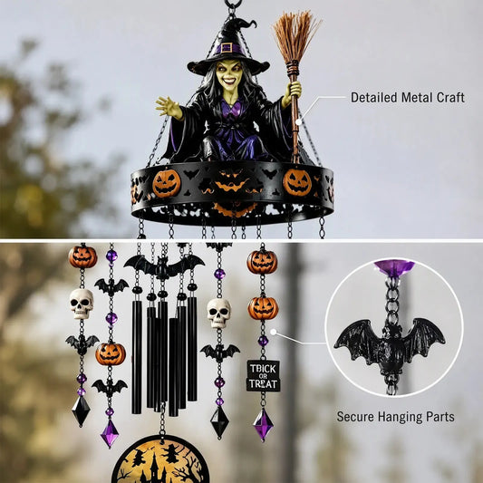 Ghost detail on the weather-resistant Halloween chime