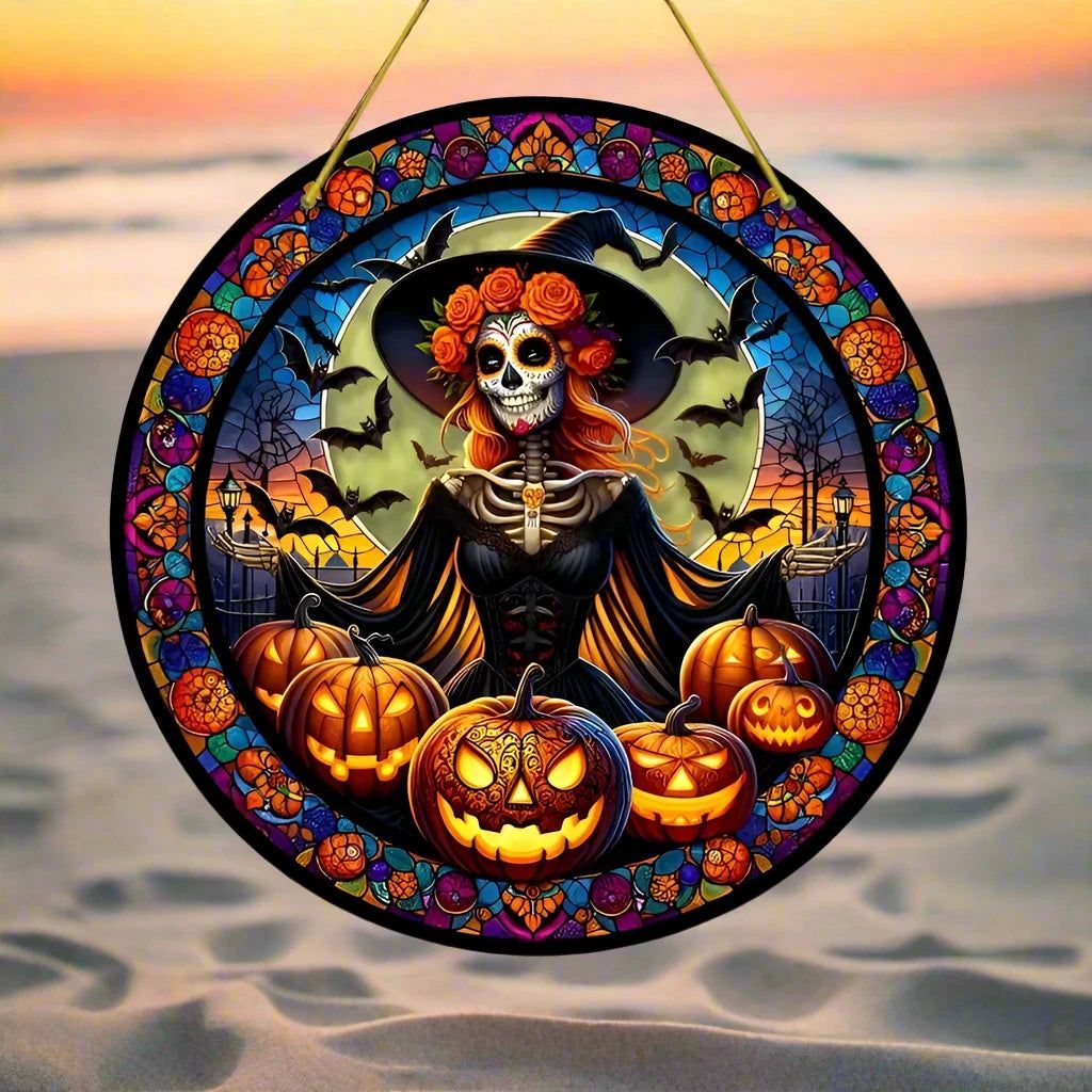 Halloween window decor Witchy suncatcher Gothic window art Witch Hanging Ornament-MoonChildWorld