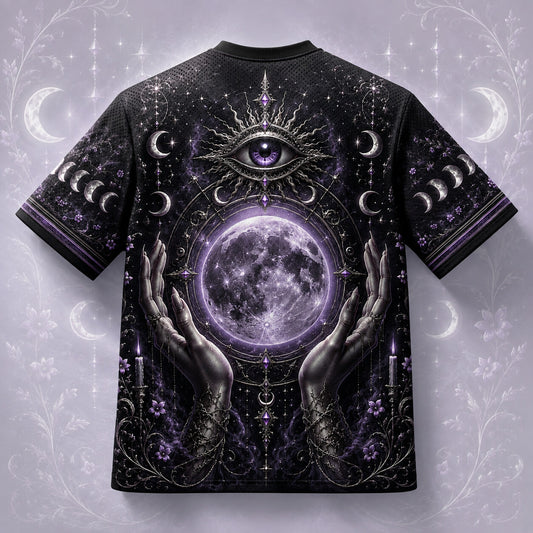 Hands Holding The Moon T-Shirt All Seeing Eye Celestial Tee back view