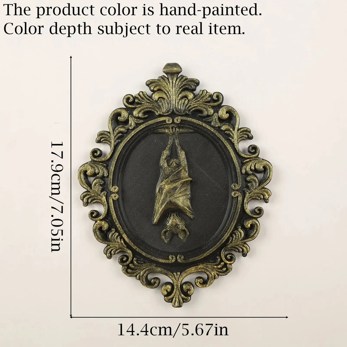 Size reference for the hanging bat relief wall plaque