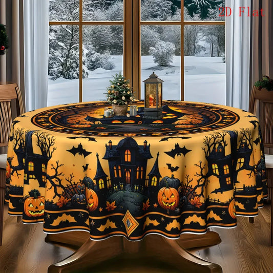 Round polyester tablecloth for home and dining table decor