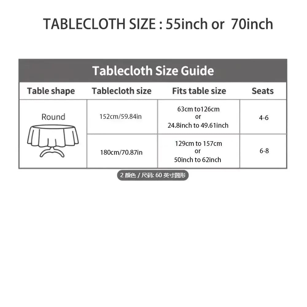 Round polyester tablecloth for home and dining table decor