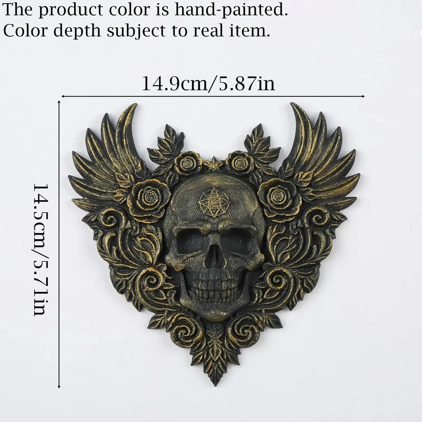 Heart skull relief plaque – dark romantic wall decor display