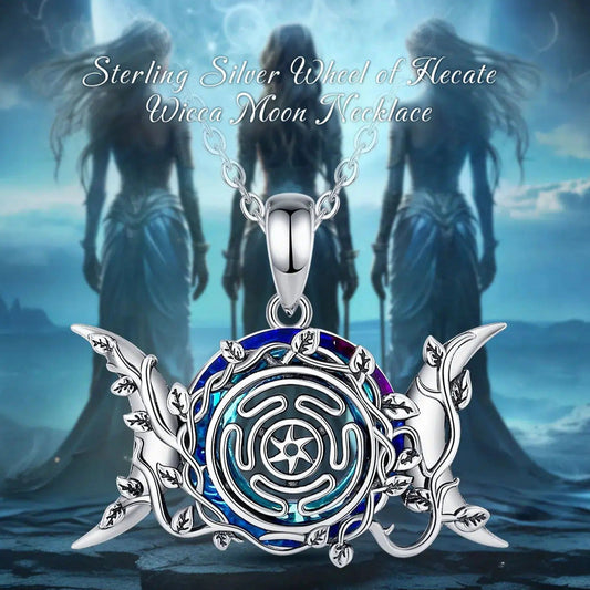 Hecate Wheel Wicca Pagan Necklace Triple Moon Goddess Necklace Witch Jewelry-MoonChildWorld