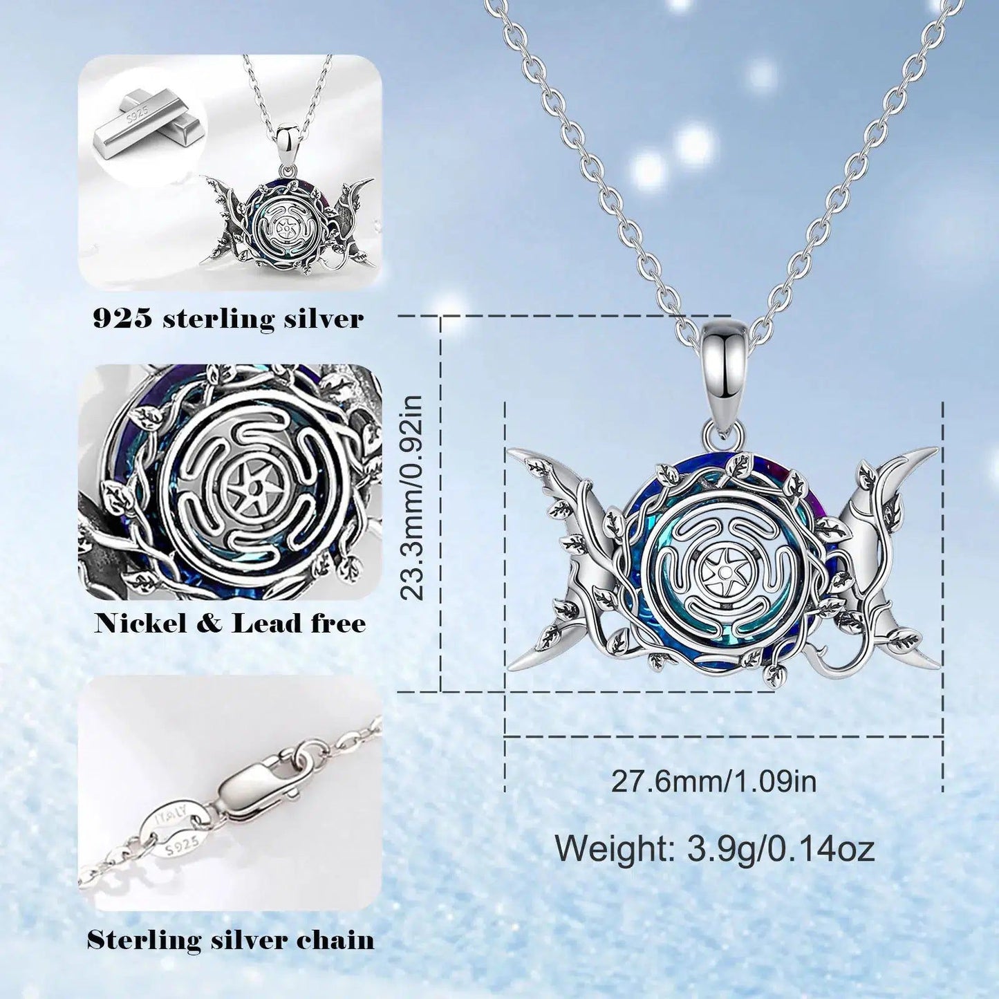 Hecate Wheel Wicca Pagan Necklace Triple Moon Necklace Witch Jewelry-MoonChildWorld