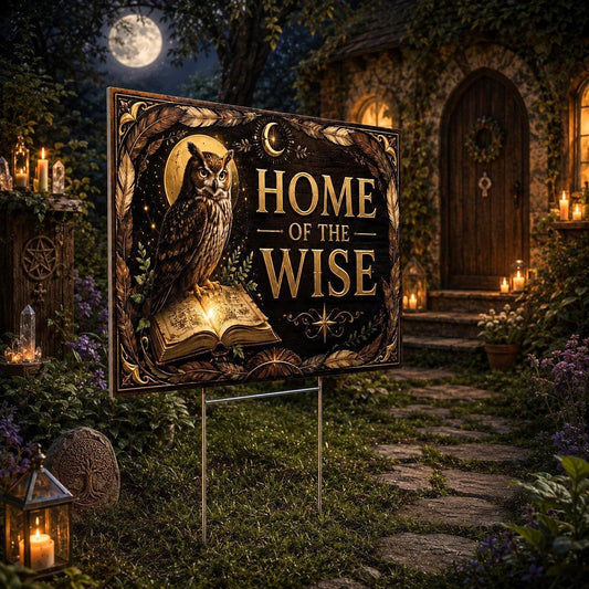 Home of the Wise Wicca Yard Sign - garden display