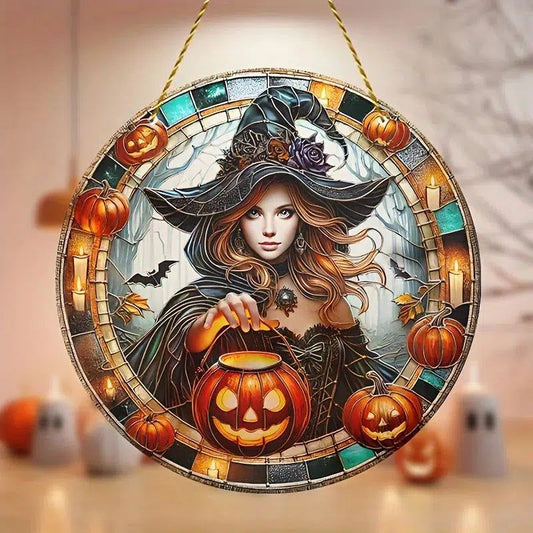 Jack O' Lantern Witch Suncatcher Halloween Window Hanging Decor-MoonChildWorld
