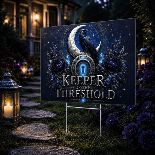 Keeper of the Threshold Wicca Yard Sign - garden display